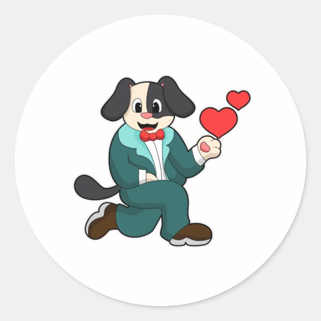 Pegatina Redonda Perro como maduro con traje y corbata (Anverso)