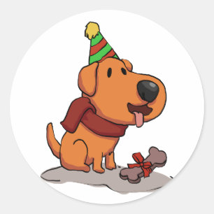 Pegatina Redonda Perro con personalizado gorra fiesta elegir el c