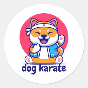 Pegatina Redonda perro conoce a karate