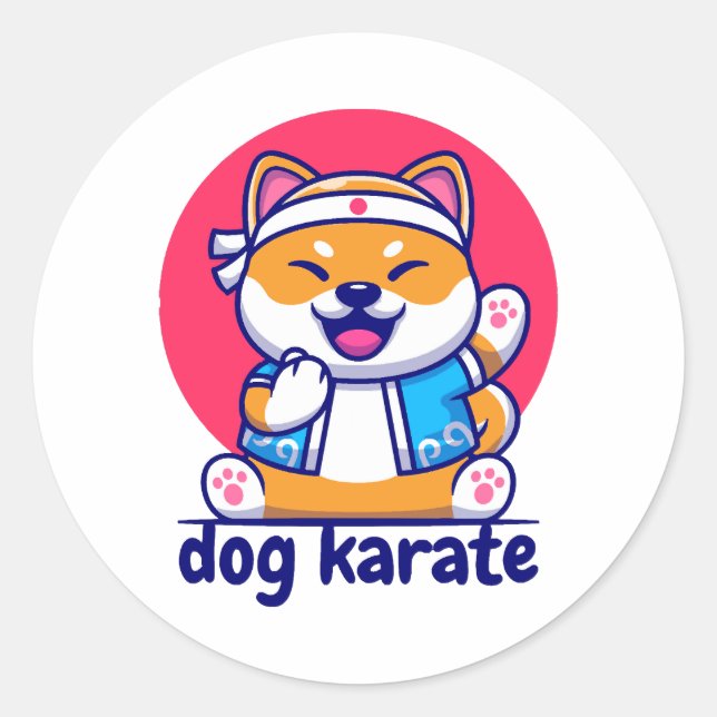 Pegatina Redonda perro conoce a karate (Anverso)