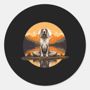 Pegatina Redonda Perro Coonhound Inglés Americano Hombres Meditació
