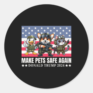 Pegatina Redonda Perro Corgi Divertido Trump 2025 
