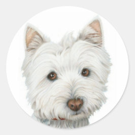 Pegatina Redonda Perro Cute Westie