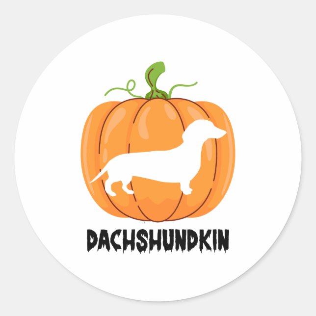 Pegatina Redonda Perro Dachshund Halloween (Anverso)