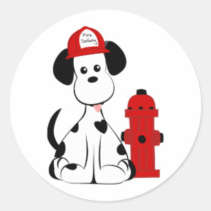 Pegatina Redonda Perro dálmata del fuego