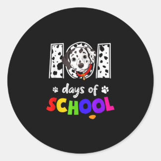 Pegatina Redonda Perro Dalmatiano 101 Días De Escuela