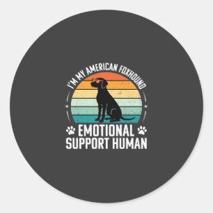 Pegatina Redonda Perro de apoyo emocional humano Foxhound americano