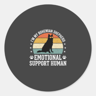 Pegatina Redonda Perro de apoyo emocional humano pastor bohemio