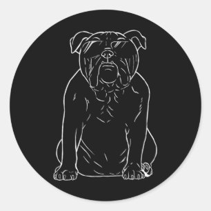 Pegatina Redonda Perro de Bulldog Grave con Bulldog de Sungles