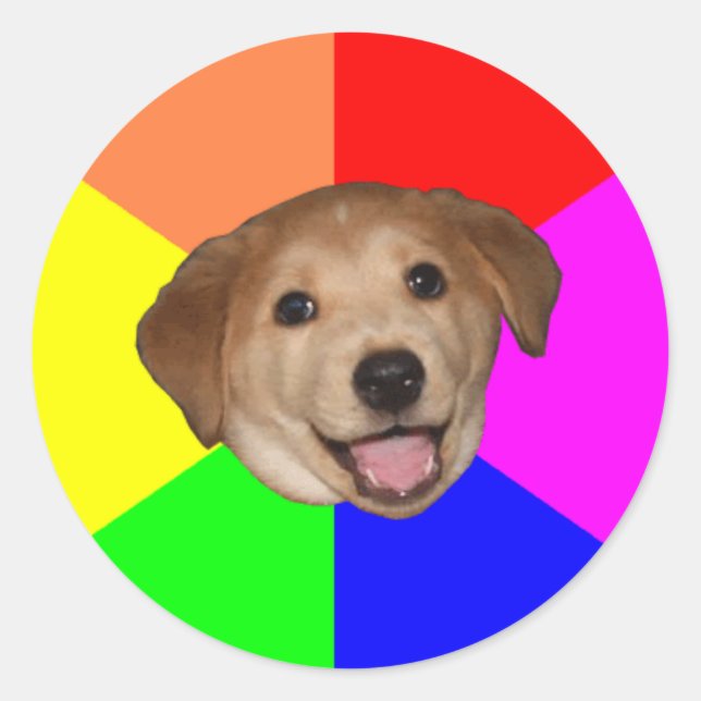 Pegatina Redonda Perro de consejo (Anverso)