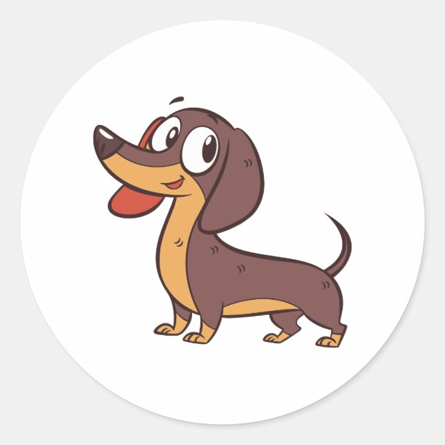 Pegatina Redonda Perro de Dachshund de pie gracioso (Anverso)