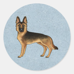 Pegatina Redonda Perro de dibujos animados de pastor alemán de colo