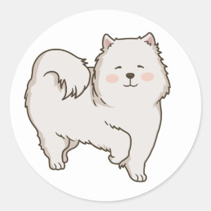 Pegatina Redonda Perro de dibujos animados divertido Eskie mama per