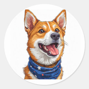 Pegatina Redonda Perro de Dibujos Animados Lindo