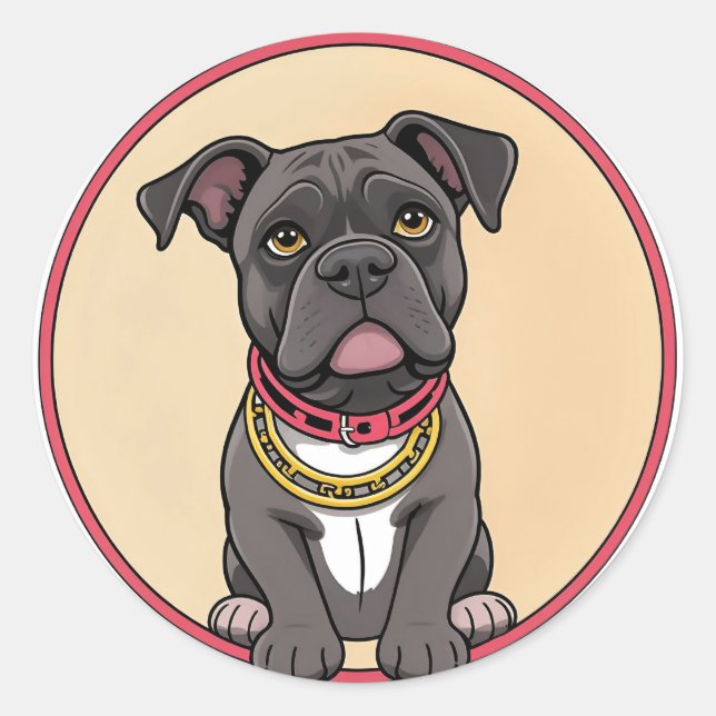 Pegatina Redonda Perro de dibujos animados lindo (Anverso)