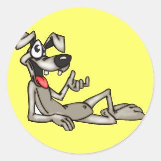 Pegatina Redonda Perro de dibujos animados relajantes