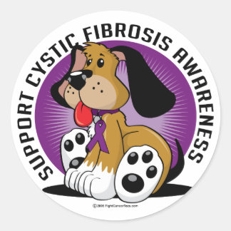 Pegatina Redonda Perro de Fibrosis Quística