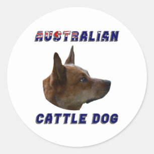 Pegatina Redonda Perro de ganado australiano