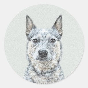 Pegatina Redonda Perro de ganado australiano - Arte de perro origin