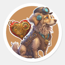 Pegatina Redonda Perro de Golden Retriever