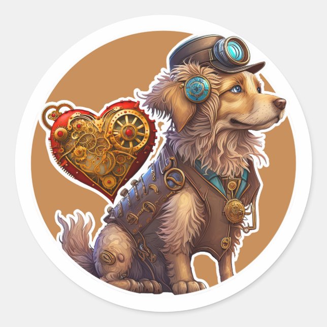 Pegatina Redonda Perro de Golden Retriever (Anverso)