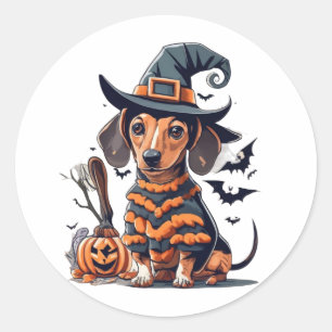 Pegatina Redonda Perro de Halloween