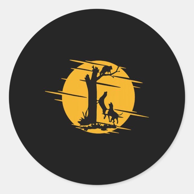 Pegatina Redonda Perro de Hound Treg Un Amortiguamiento De Raccones (Anverso)