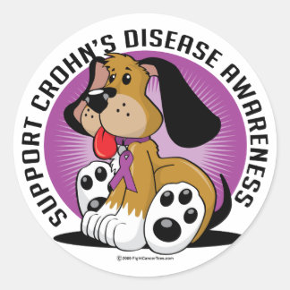 Pegatina Redonda Perro de la enfermedad de Crohn