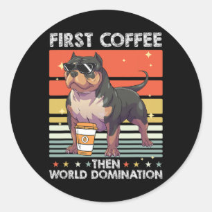 Pegatina Redonda Perro de la raza del café - Mascota Americano Bull