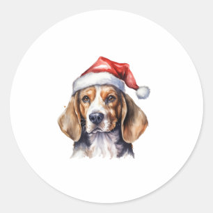 Pegatina Redonda Perro de los Navidades Beagle
