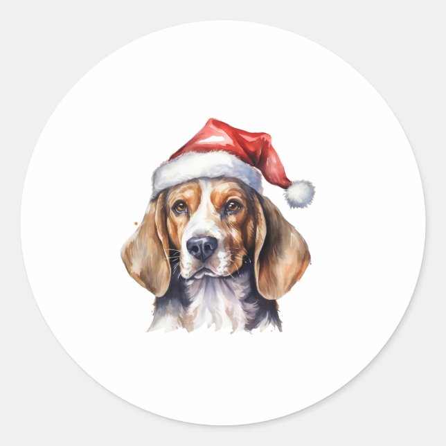 Pegatina Redonda Perro de los Navidades Beagle (Anverso)