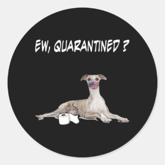 Pegatina Redonda Perro De Marioneta, Perro Cuantificado Con Una Más