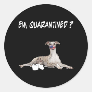 Pegatina Redonda Perro De Marioneta, Perro Cuantificado Con Una Más
