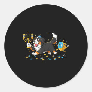 Pegatina Redonda Perro de montaña bernés Dreidel Menorah Hanukkah M