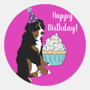 Pegatina Redonda Perro de montaña de Bernese