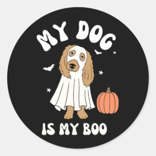 Pegatina Redonda Perro De Mujeres Es Boo Para Vibraciones De Hallow