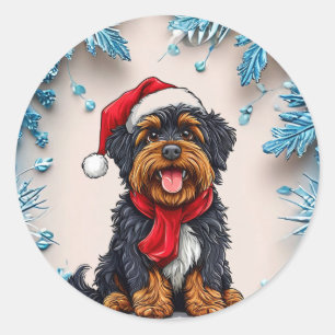 Pegatina Redonda Perro de Navidad lindo