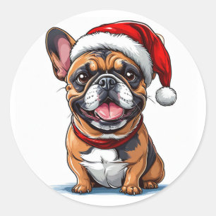 Pegatina Redonda Perro de Navidad lindo