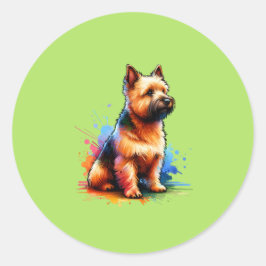 Pegatina Redonda Perro de Norwich Terrier