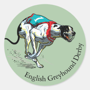 Pegatina Redonda perro de raza greyhound inglés