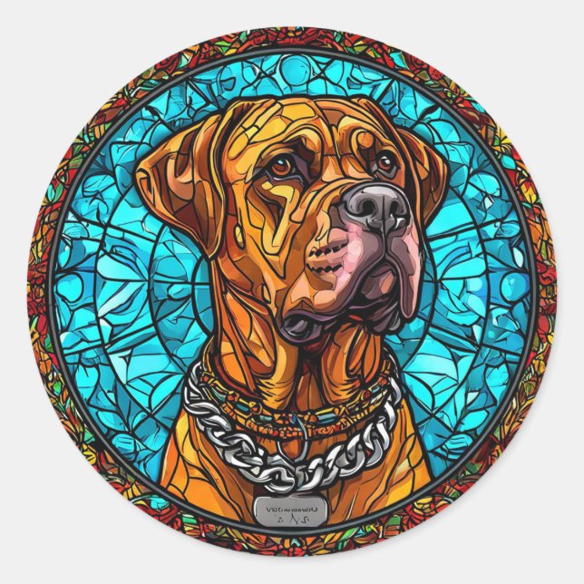 Pegatina Redonda Perro de raza pura genial (Anverso)