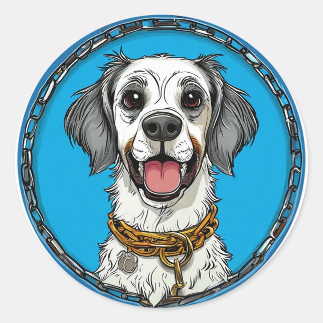 Pegatina Redonda Perro de raza pura genial (Anverso)