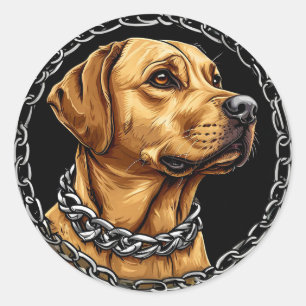 Pegatina Redonda Perro de raza pura genial
