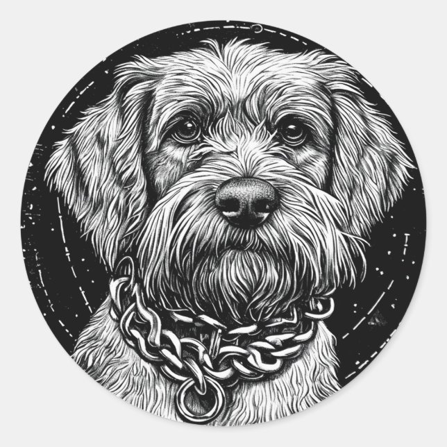 Pegatina Redonda Perro de raza pura genial (Anverso)