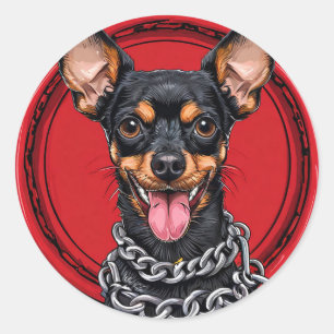 Pegatina Redonda Perro de raza pura genial