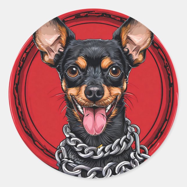 Pegatina Redonda Perro de raza pura genial (Anverso)
