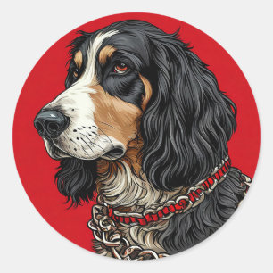 Pegatina Redonda Perro de raza pura genial