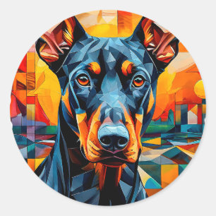 Pegatina Redonda Perro de raza pura genial