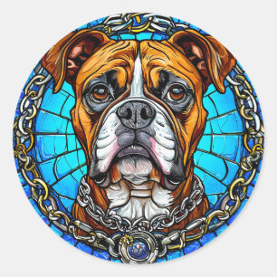 Pegatina Redonda Perro de raza pura genial