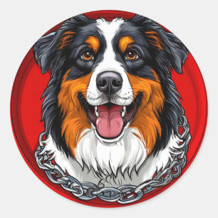 Pegatina Redonda Perro de raza pura genial